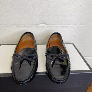 Salvatore Ferragamo 10520 Black Patent Leather Mocassin Slip On Womens Sz 7.5 B